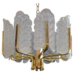 Brass and Glass Leaf Chandelier