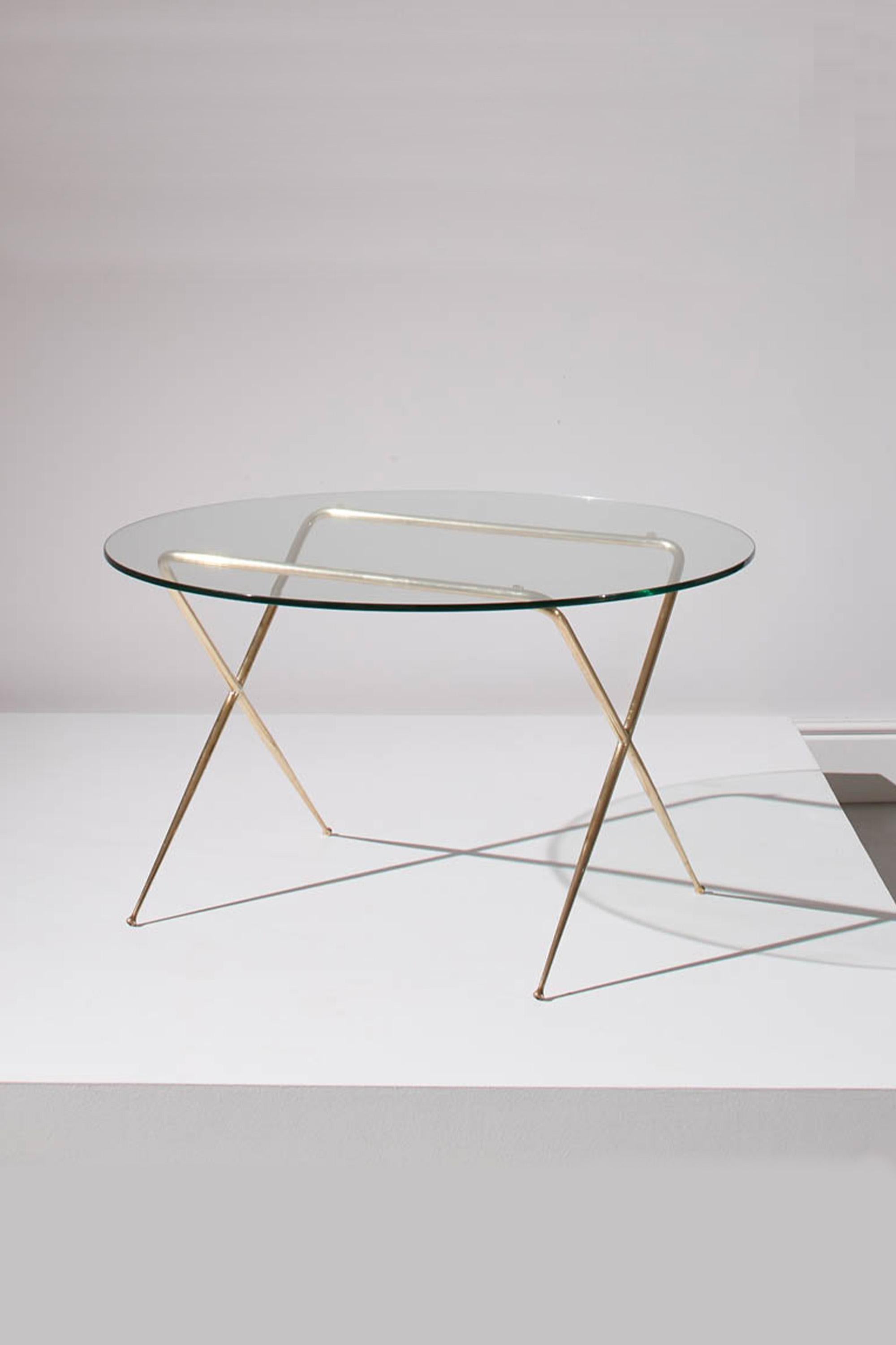 Mid-20th Century Brass and Glass Low Table by Angelo Lelii For Sale