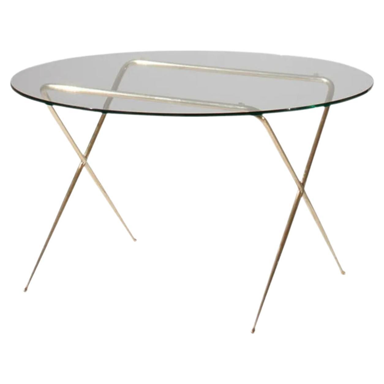 Brass and Glass Low Table by Angelo Lelii