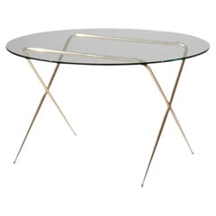 Vintage Brass and Glass Low Table by Angelo Lelii