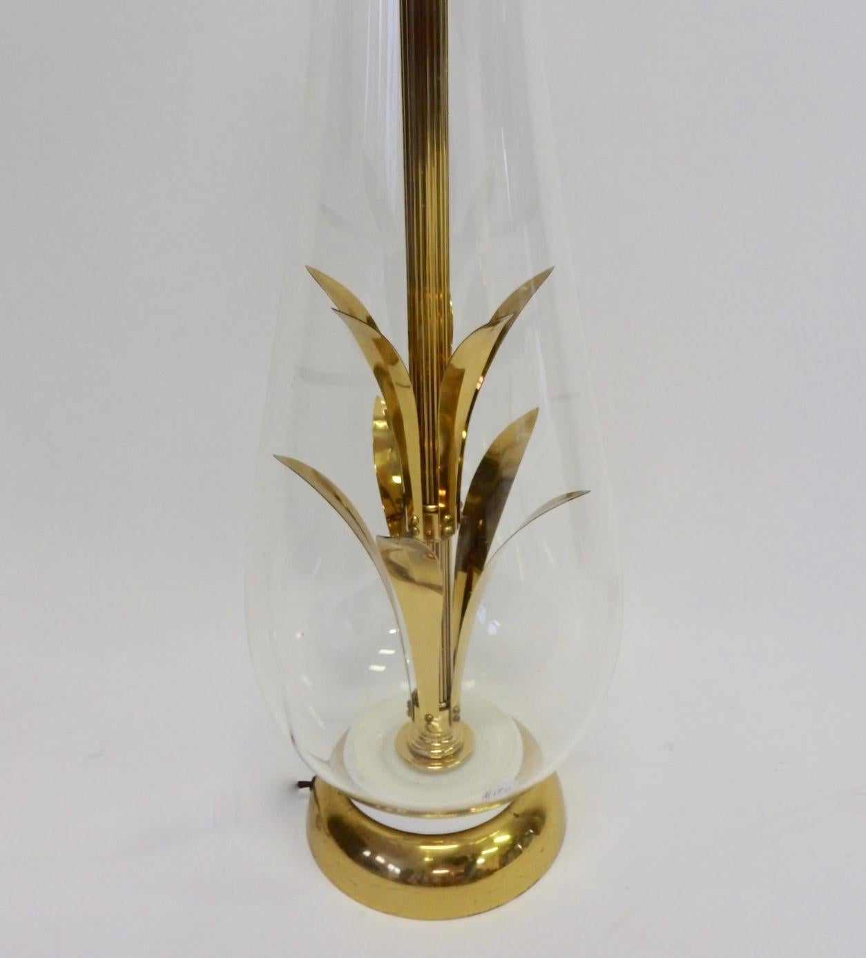 Mid-Century Modern Brass and Glass Mad Men Table Lamp For Sale