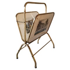 Brass and glass Magazine Rack 1950s Italy