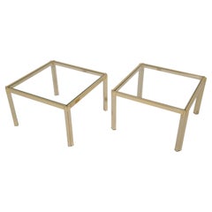 Brass and Glass Mid-century End Tables Side Table Lamp Table Pinched Leg Design