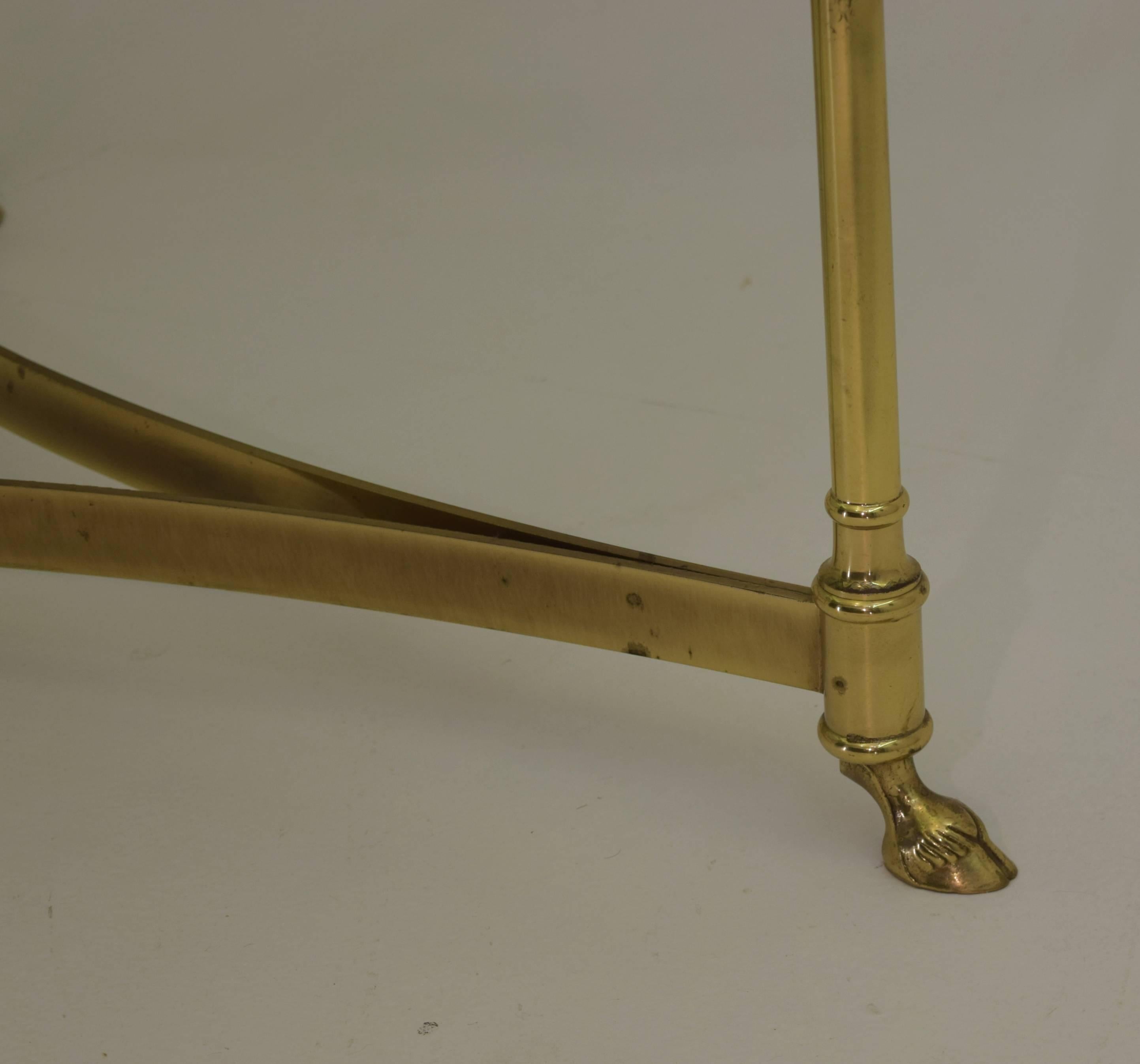 Late 20th Century Brass and Glass Midcentury Labarge Hoof Cocktail Table Regency Modern