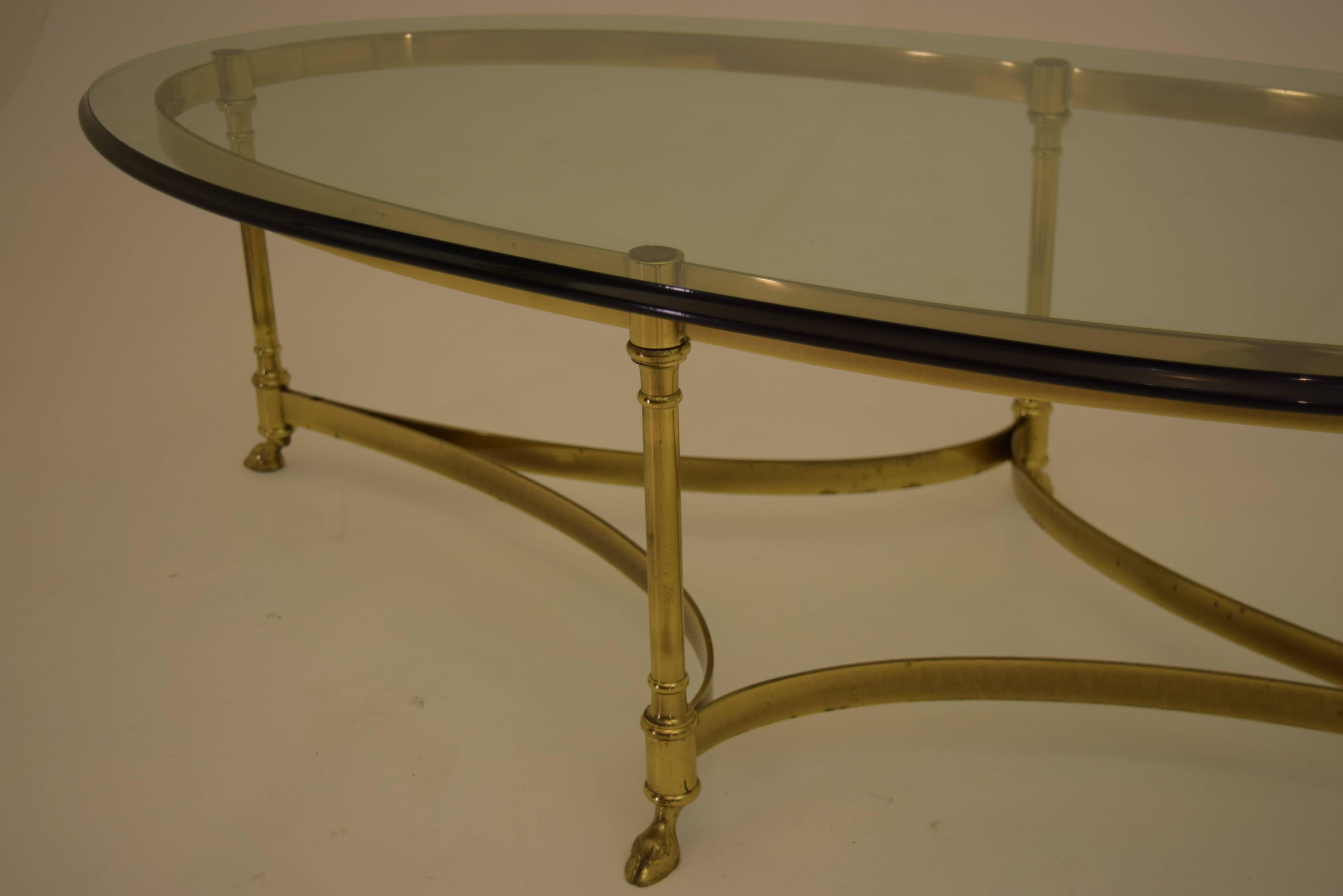 Brass and Glass Midcentury Labarge Hoof Cocktail Table Regency Modern 1
