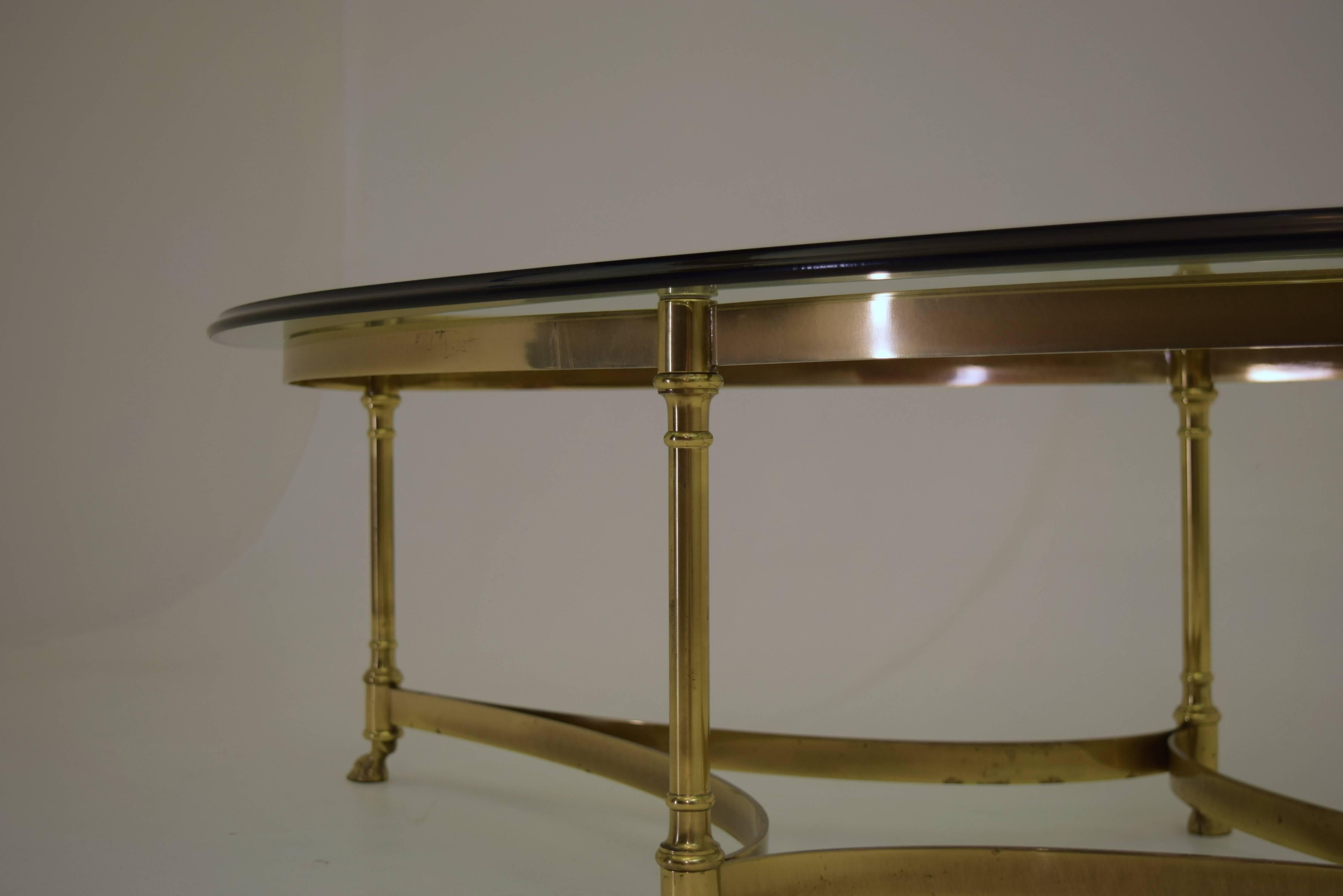 Brass and Glass Midcentury Labarge Hoof Cocktail Table Regency Modern 2