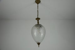 Brass and Glass Mid-Century Pendant Lamp, 1960s, Italy