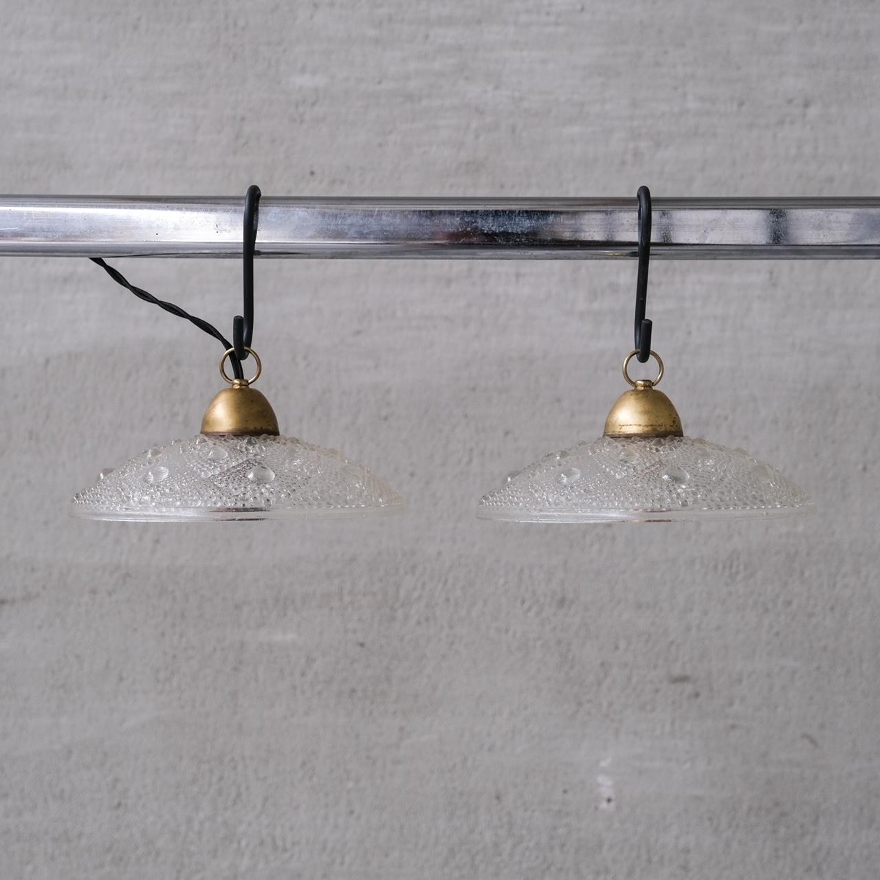 Brass and Glass Mid-Century Pendant Lights (7 Available) For Sale 5