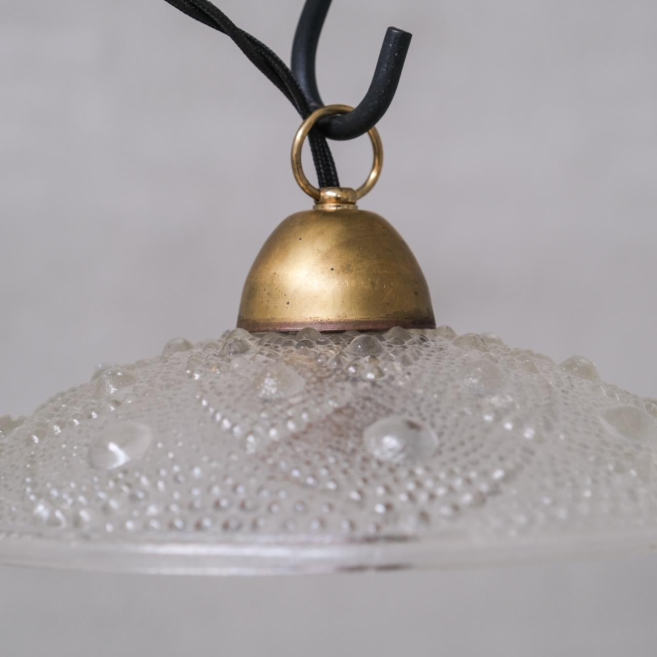 Mid-20th Century Brass and Glass Mid-Century Pendant Lights (7 Available) For Sale