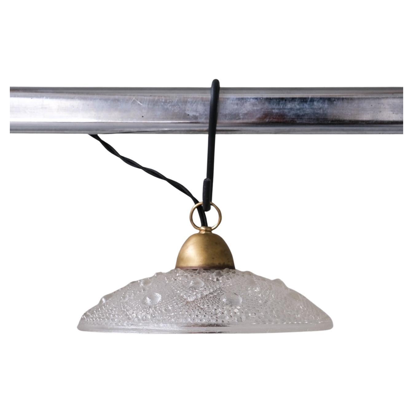 Brass and Glass Mid-Century Pendant Lights (7 Available) For Sale