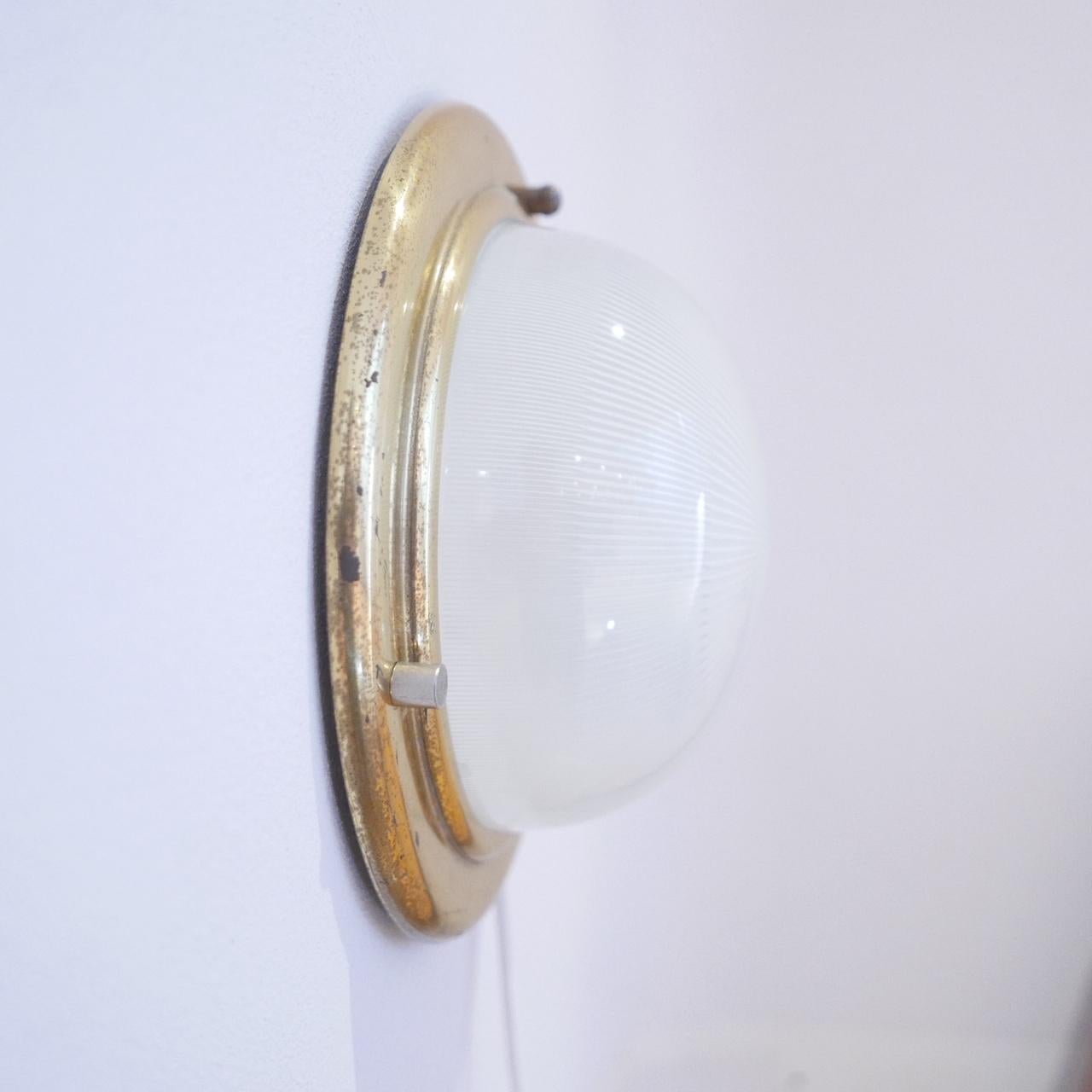 Brass and Glass Midcentury Wall or Ceiling Lights '2' 4