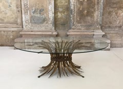 Brass and Glass Midcentury Coffee Table in the Style of Coco Chanel