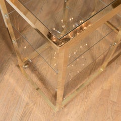 Brass and glass multi leveled rolling cart