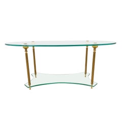 Brass and glass neoclassical coffee table, 1970s