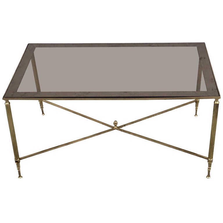 Brass And Glass Neoclassical Style Coffee Table Attributed To Maison Jansen