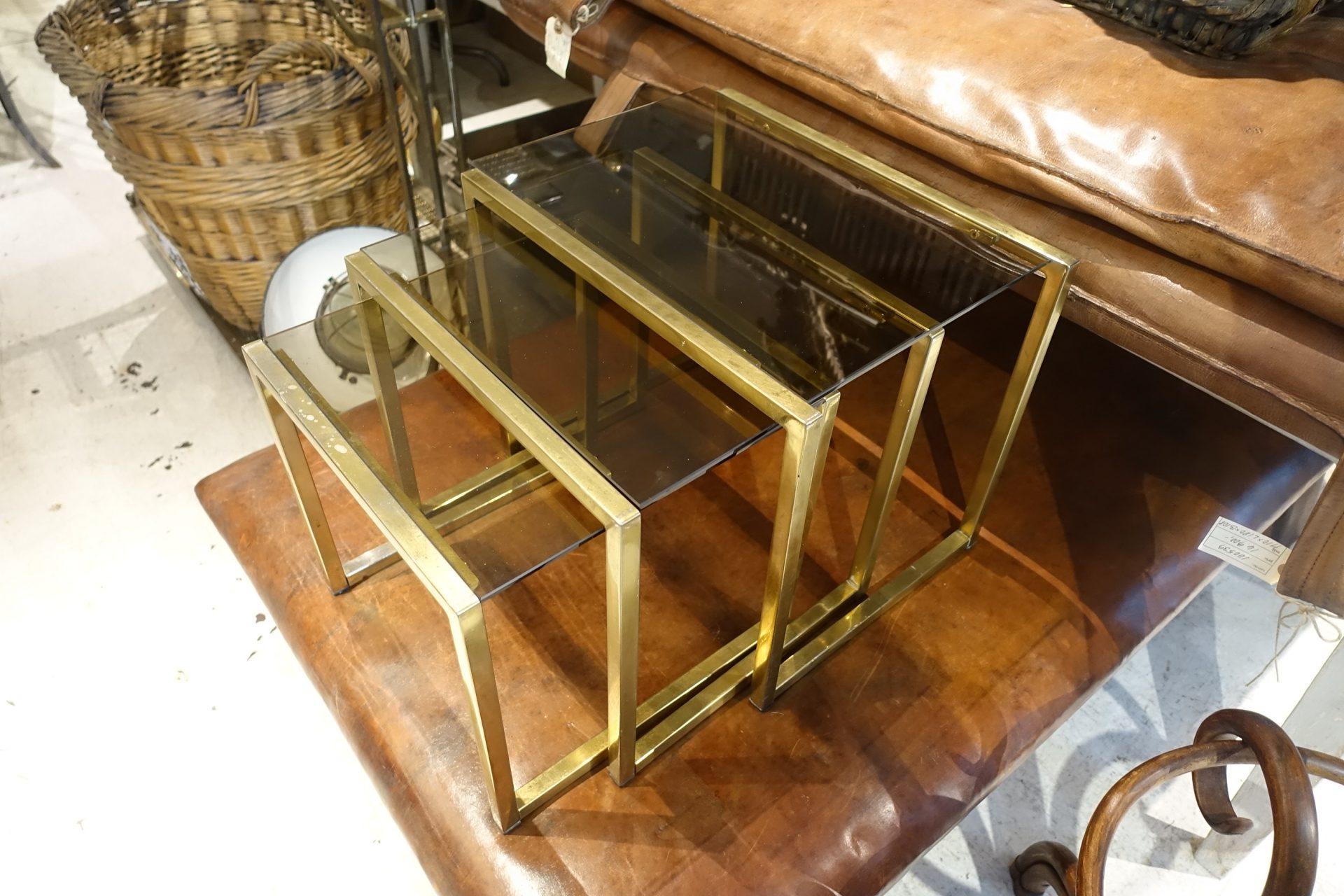 Italian Brass and Glass Nesting Tables, Italy, 1970s