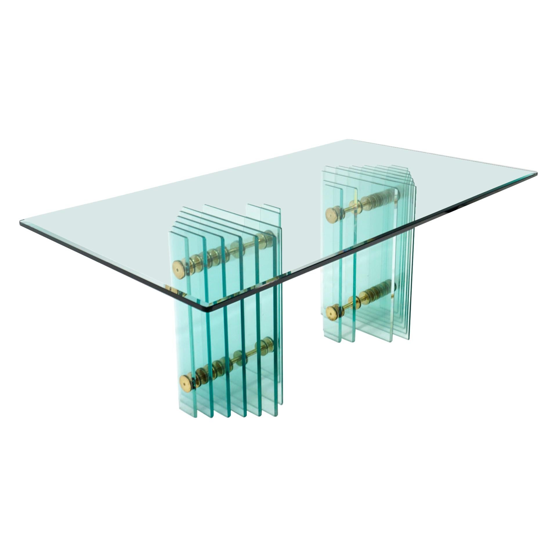 Brass and Glass Pace Collection Dining Table For Sale