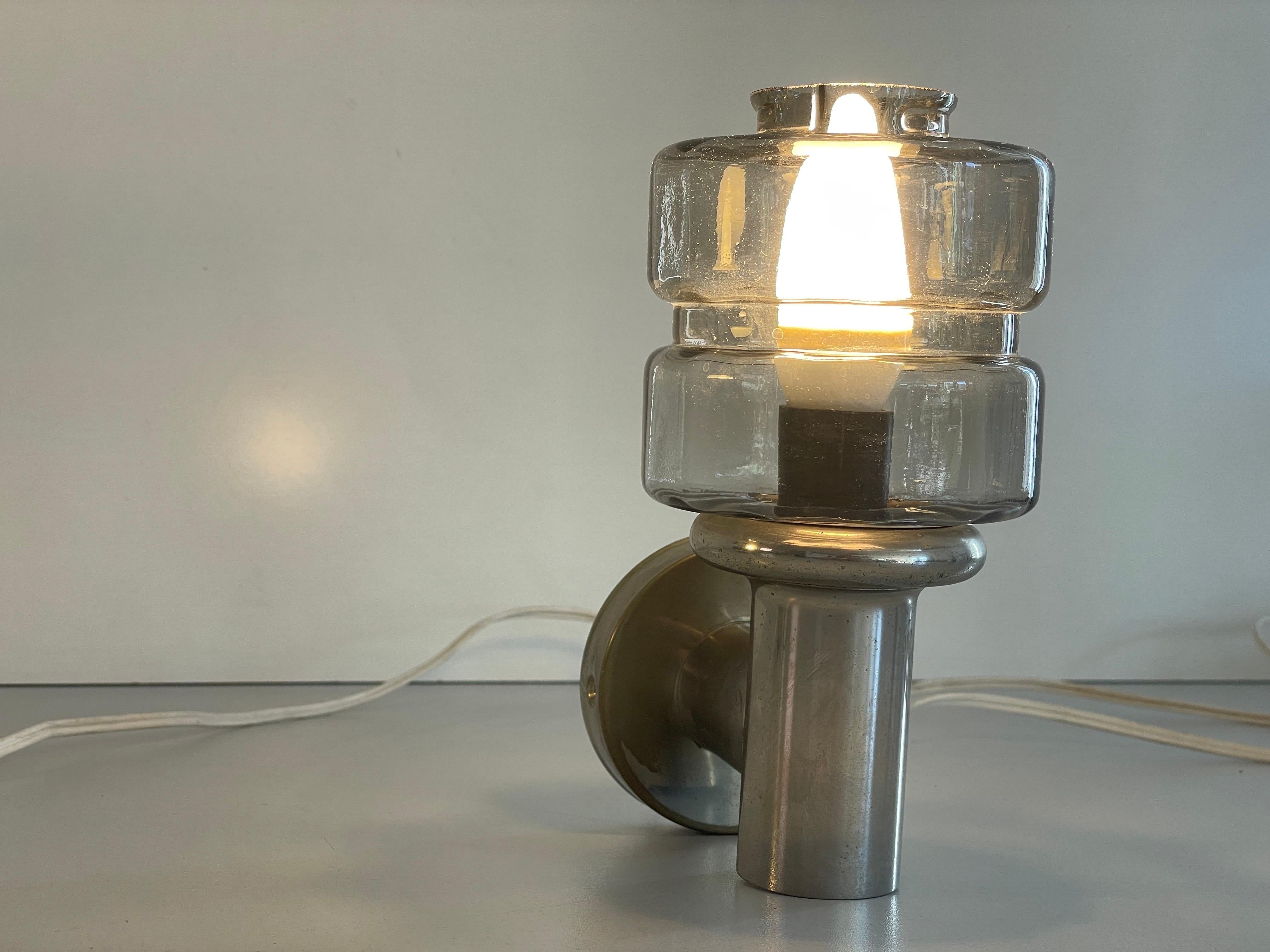 Brass and Glass Pair of Sconces by N Leuchten, 1960s, Germany For Sale 8