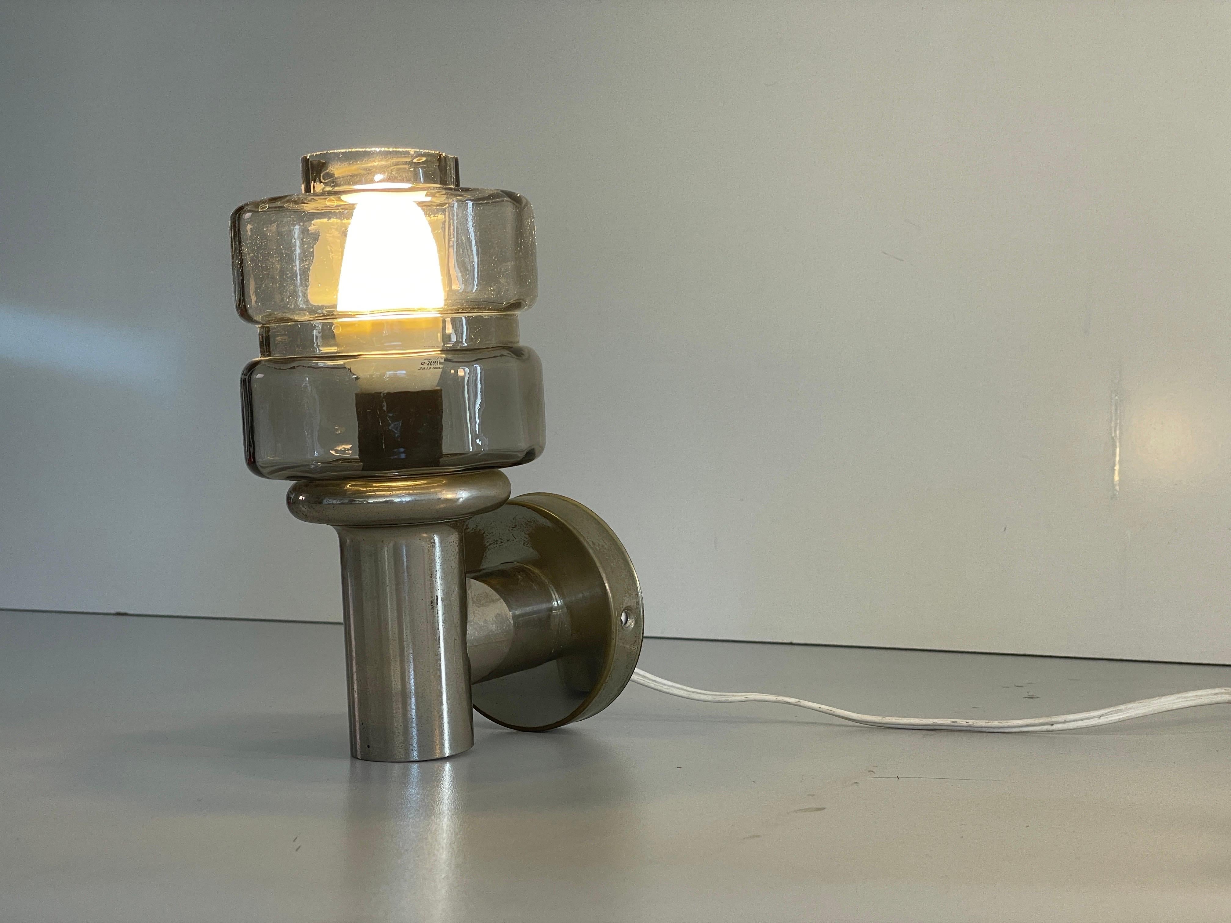Brass and Glass Pair of Sconces by N Leuchten, 1960s, Germany For Sale 10