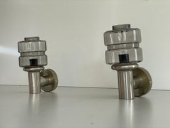 Brass and Glass Pair of Sconces by N Leuchten, 1960s, Germany