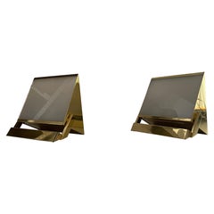 Brass and Glass Pair of Sconces by Vereinigte Werkstätten, 1960s, Germany