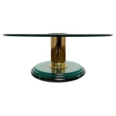 Vintage Brass and Glass Pedestal Coffee Table