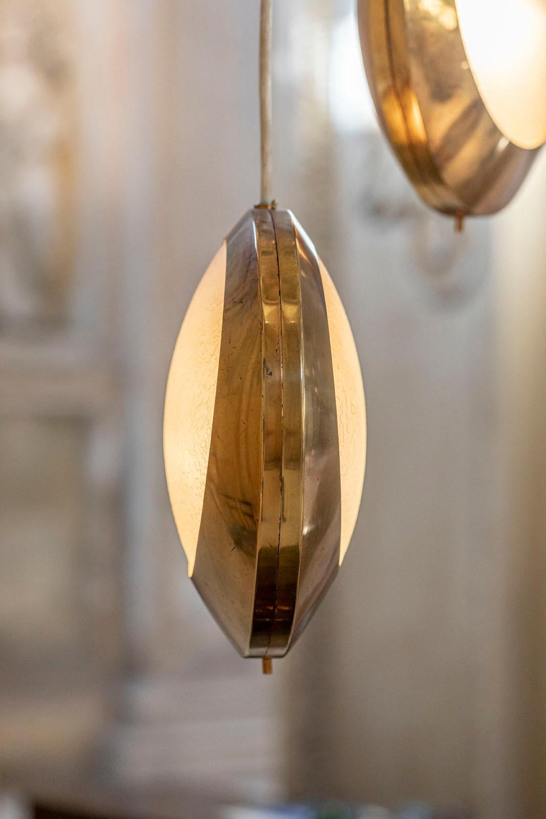 Brass and Glass Pendant by Stilnovo 6