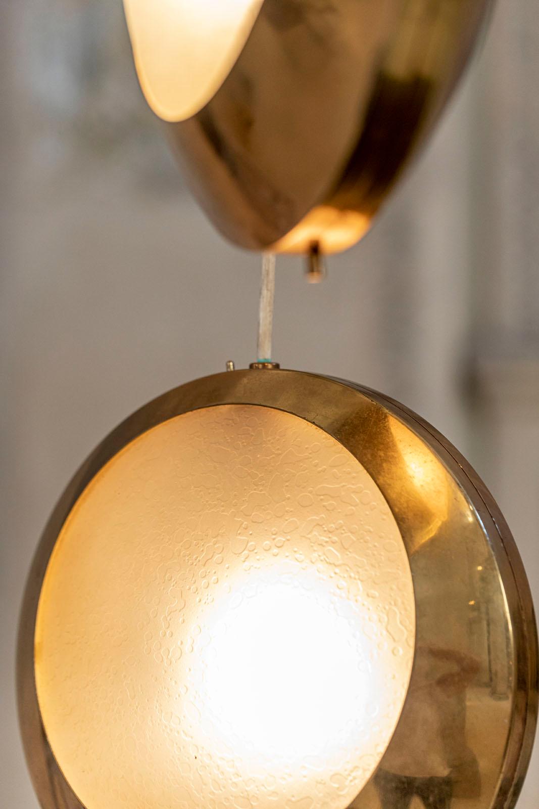 Brass and Glass Pendant by Stilnovo In Excellent Condition In Piacenza, Italy