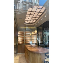 Brass and Glass Pendant in the Style of the Wiener Werstaette