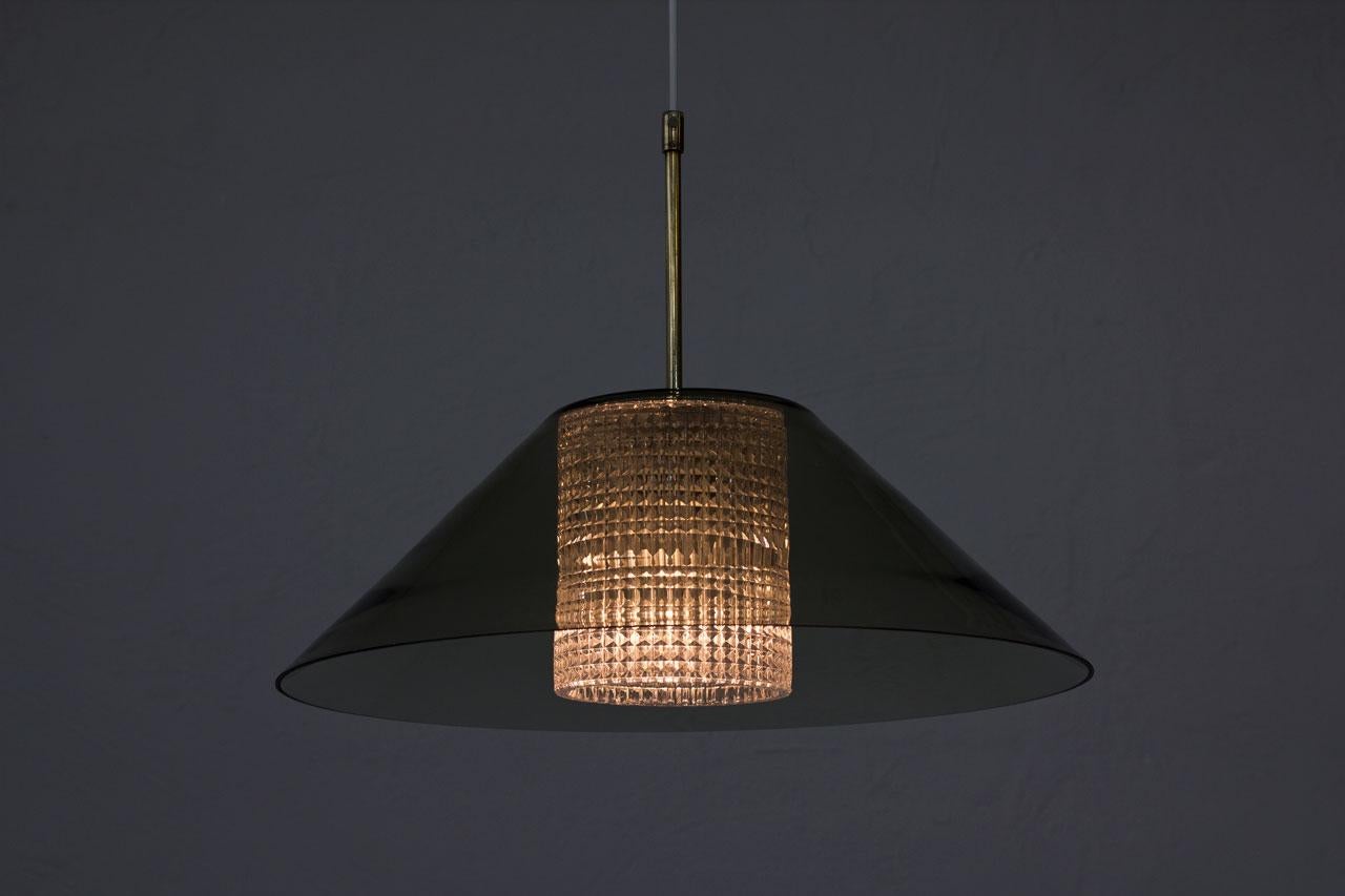 Brass and Glass Pendant Lamp by Carl Fagerlund for Orrefors, Sweden 1