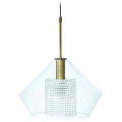 Brass and Glass Pendant Lamp by Carl Fagerlund for Orrefors