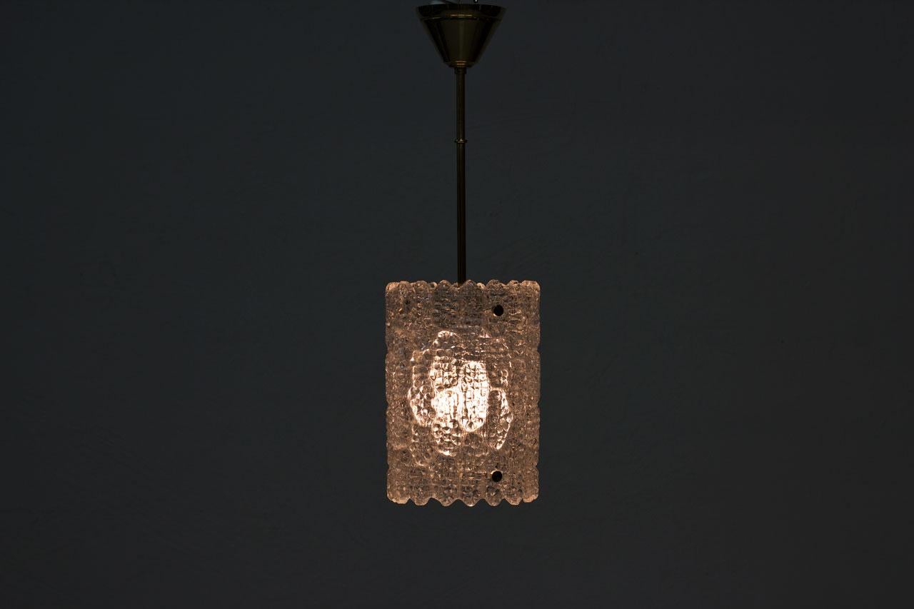 Brass and Glass Pendant Lamp by Carl Fagerlund for Orrefors, Sweden 1