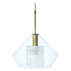 Brass and Glass Pendant Lamp by Carl Fagerlund for Orrefors, Sweden