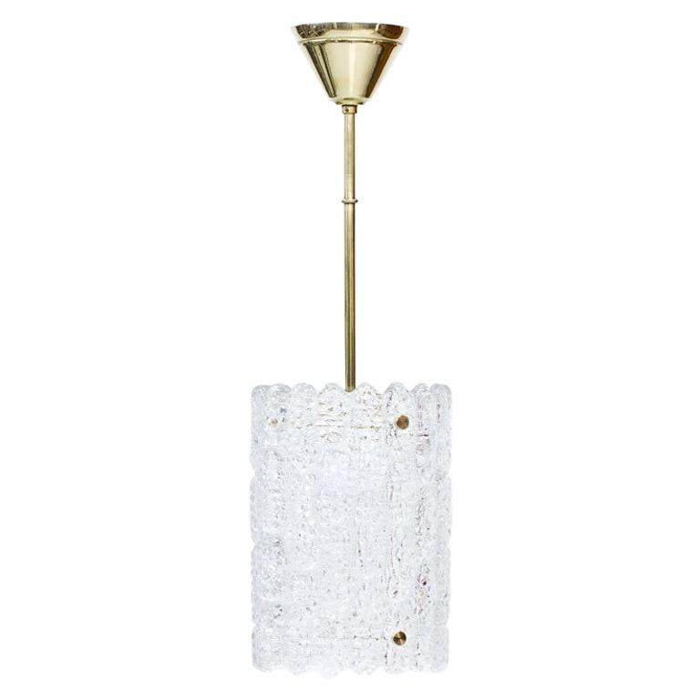 Scandinavian Modern Brass and Glass Pendant Lamp by Carl Fagerlund for Orrefors