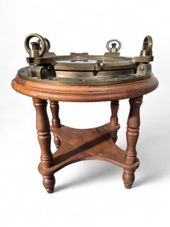 Brass and Glass Porthole Side Table