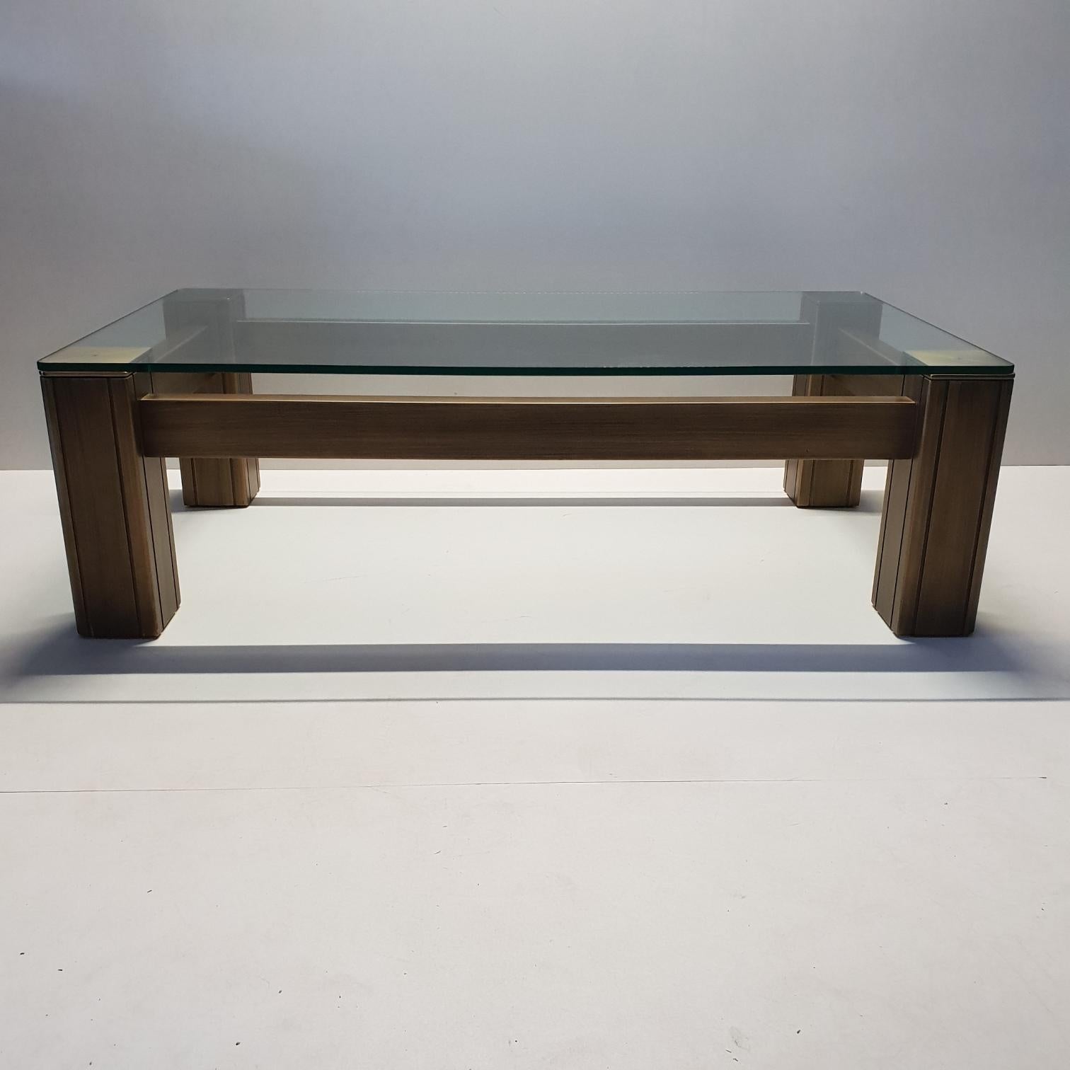 Brass and Glass Rectangular Robust Coffee Table, 1990s For Sale 4