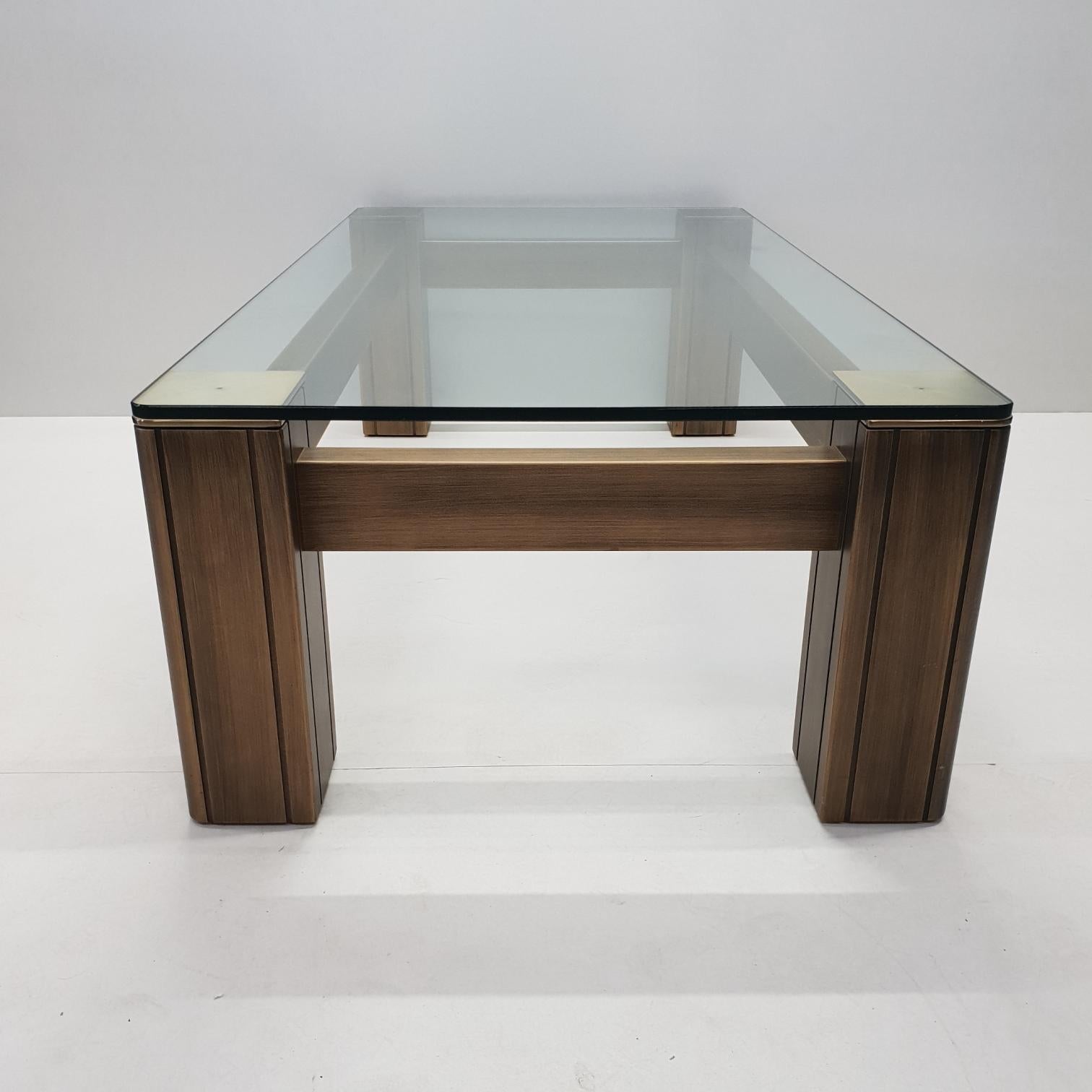 Brass and Glass Rectangular Robust Coffee Table, 1990s For Sale 2