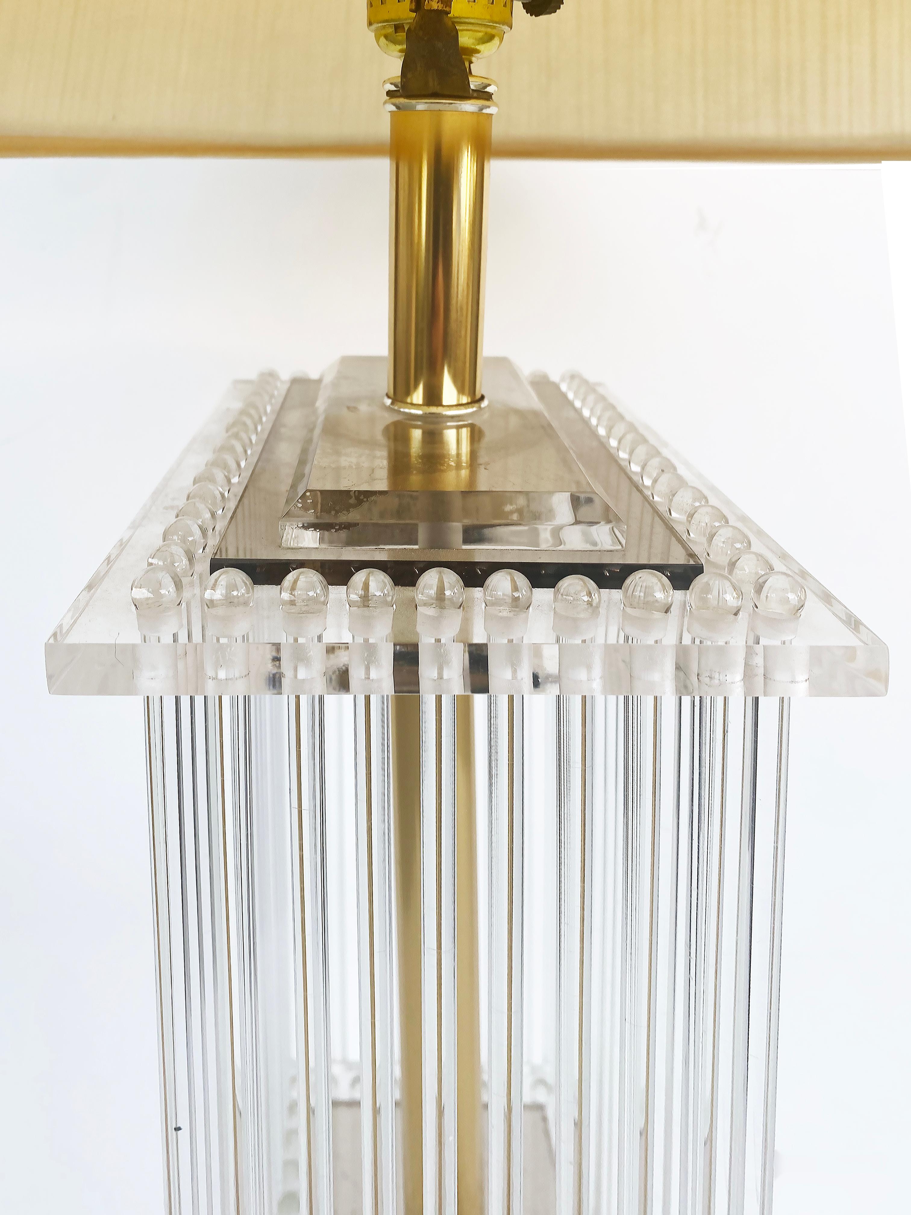 American Brass and Glass Rod Floor Lamp, Gaetano Sciolari Lightolier Attributed  For Sale