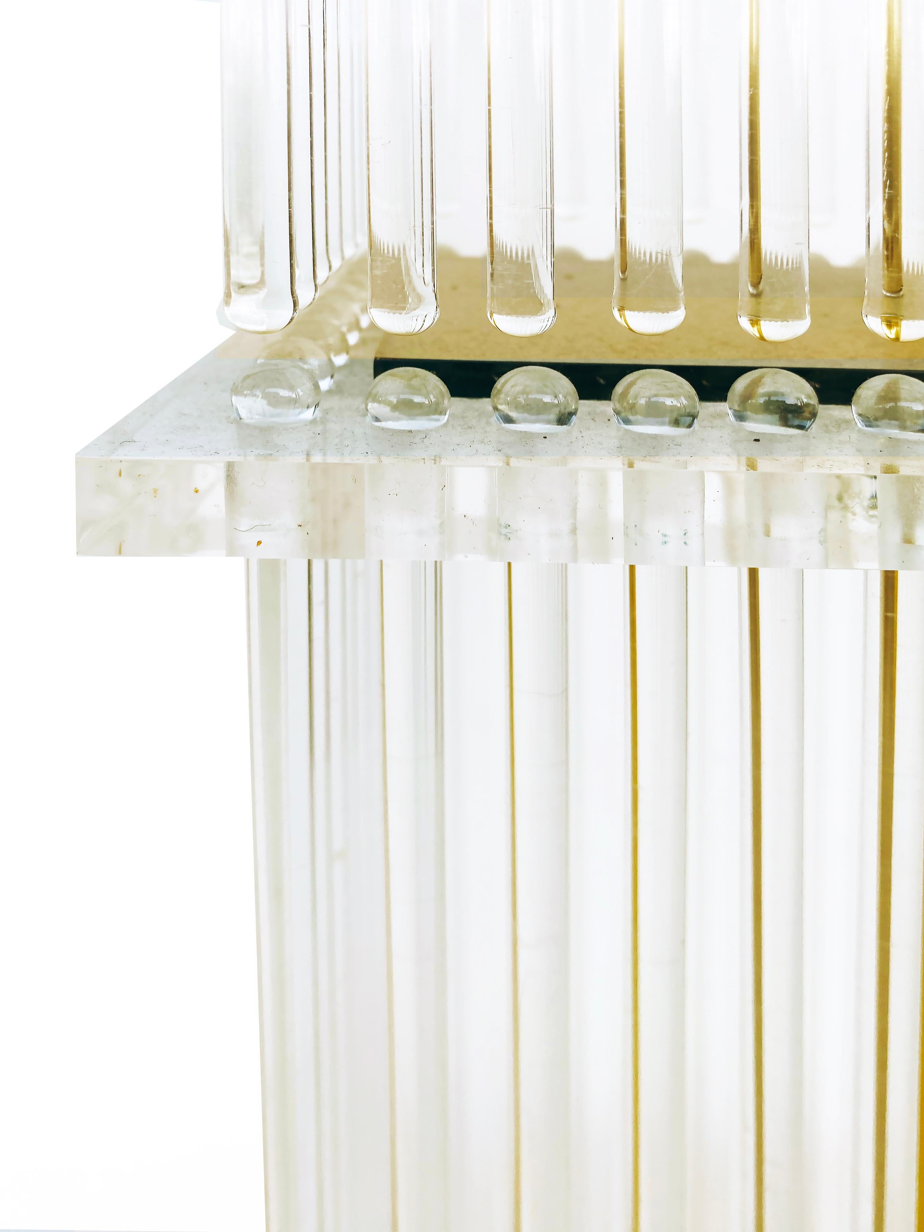 Brass and Glass Rod Floor Lamp, Gaetano Sciolari Lightolier Attributed  In Good Condition For Sale In Miami, FL