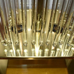 Brass and Glass Rod Table Lamp After Gaetano Sciolari, 1970s, Italy