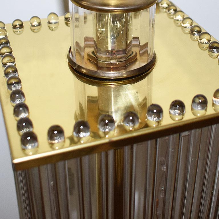 Italian Brass and Glass Rod Table Lamp After Gaetano Sciolari, 1970s, Italy For Sale