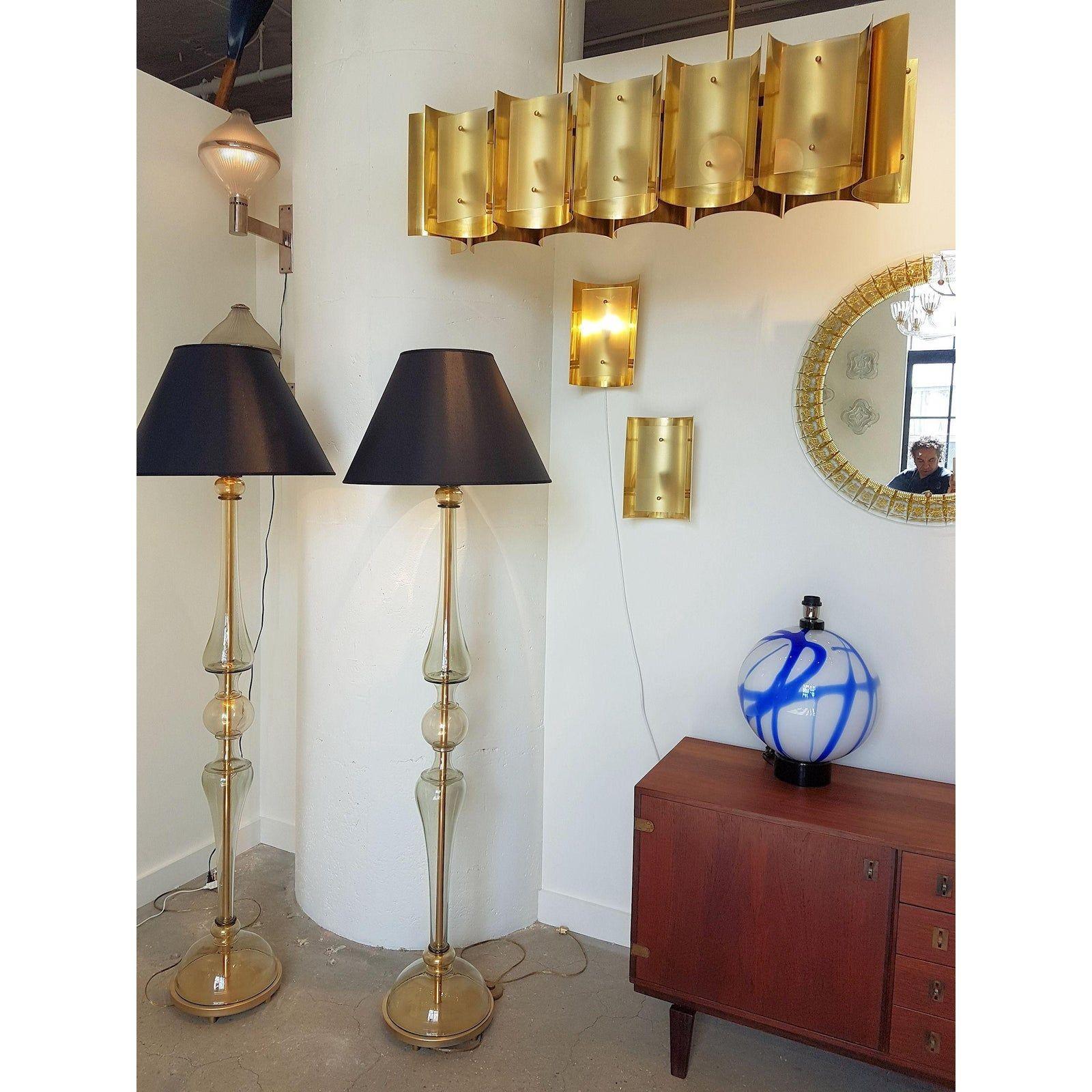 Brass and Glass Sconces - a pair For Sale 1