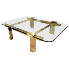 Brass and Glass Sculptural Cocktail Table Italian Vintage