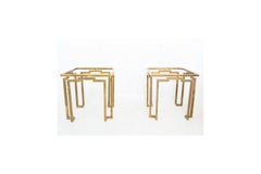 Brass and Glass Sculptural Geometric Side Tables by Arturo Pani Mexico, 1950s