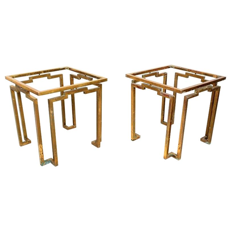 Brass and Glass Sculptural Geometric Side Tables by Arturo Pani Mexico, 1950s