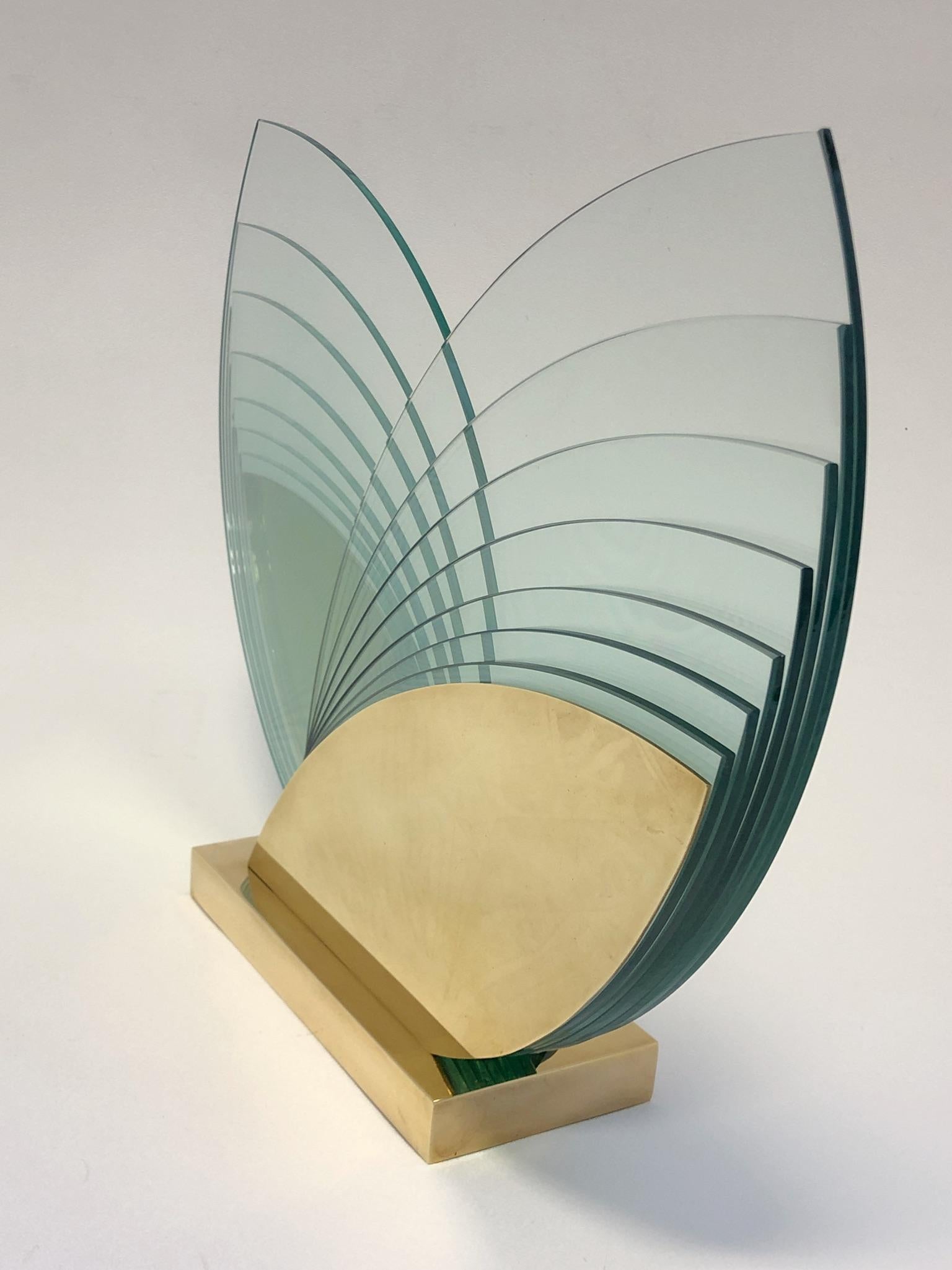 Polished Brass and Glass Sculpture by Runstadler Studios