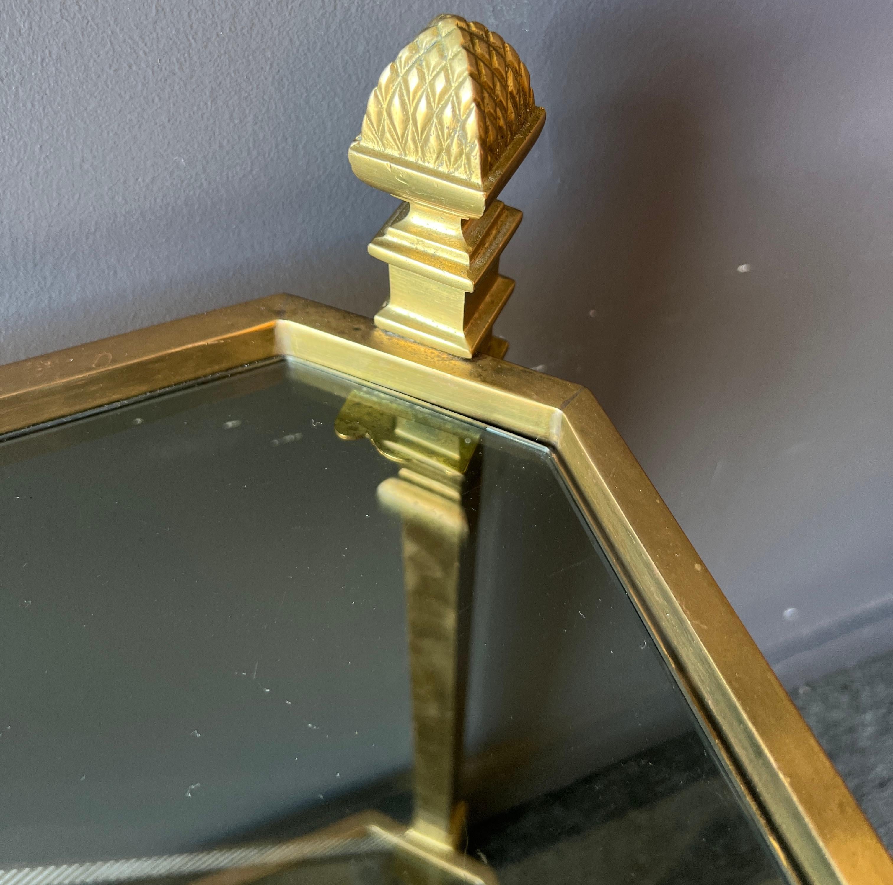 Brass and Glass Serving Table on Casters For Sale 11
