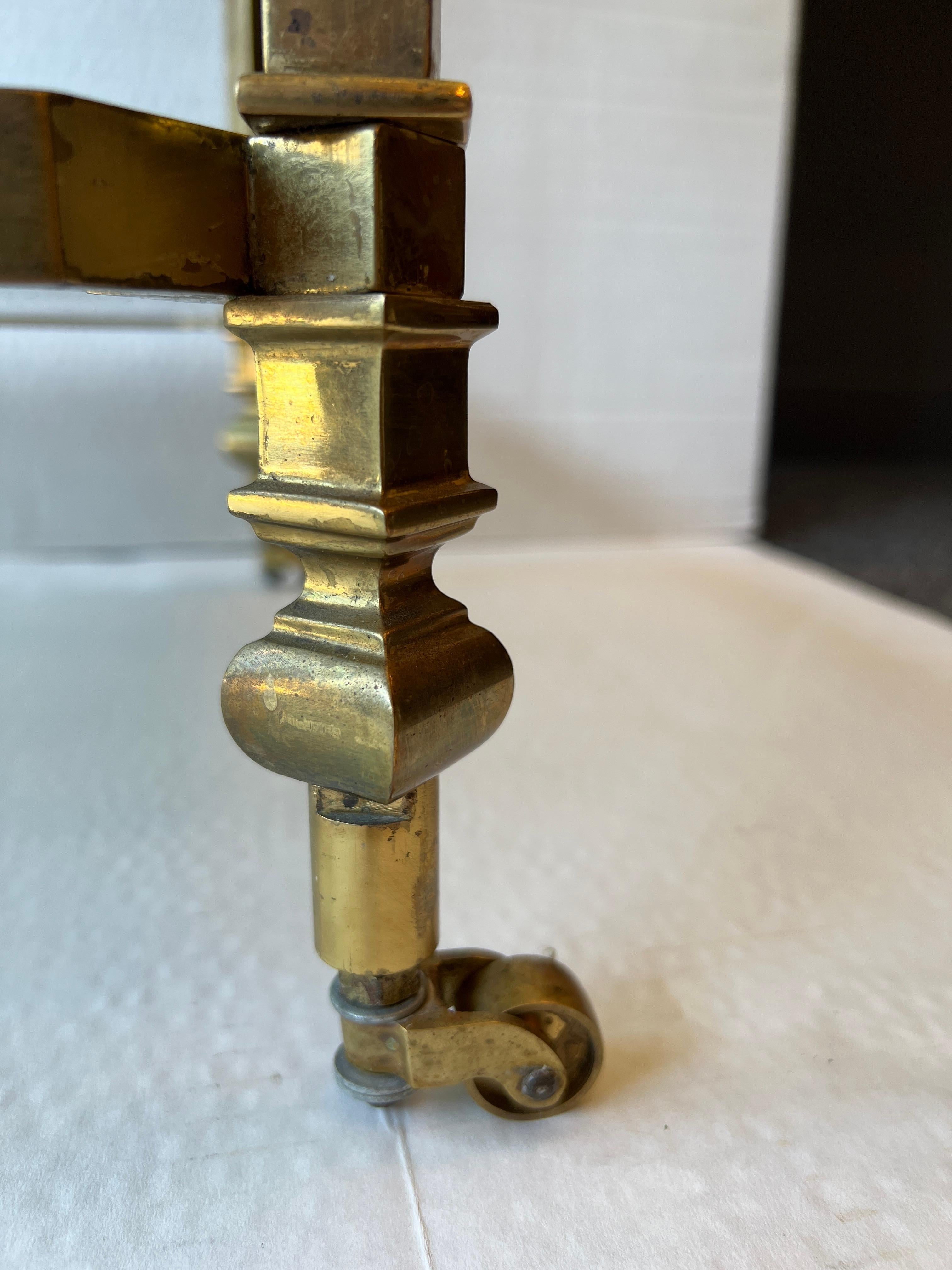 Brass and Glass Serving Table on Casters For Sale 2
