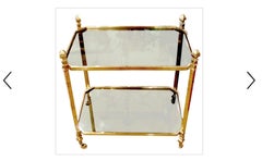 Brass and Glass Serving Table on Casters