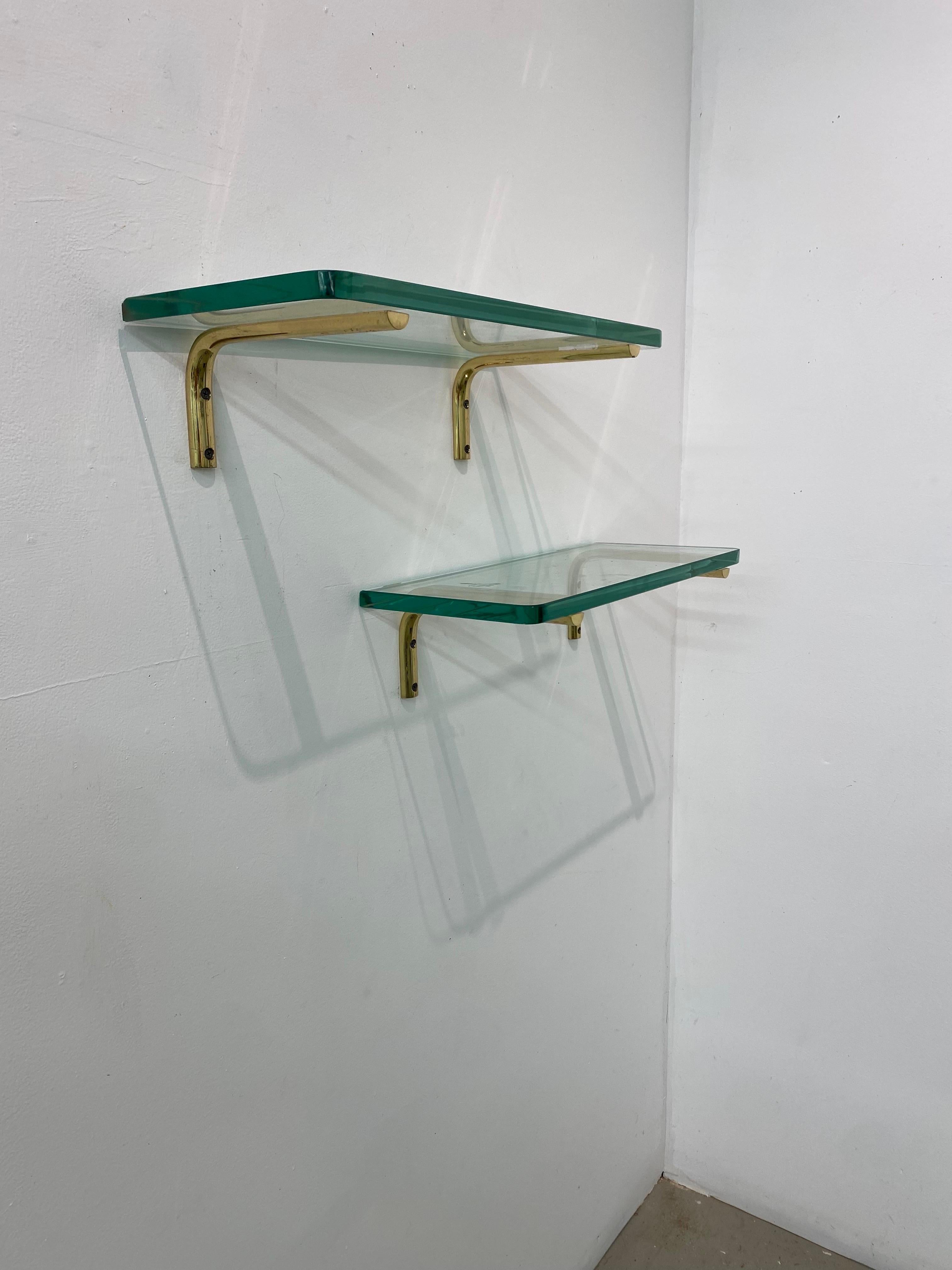 Brass and Glass Shelves, Set of 6 4
